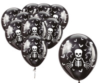 Halloweenske latexové balóniky kostlivci, 10 ks