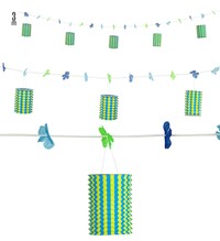 Havajský veniec s lampiónmi a kvetmi, dĺžka 3 m