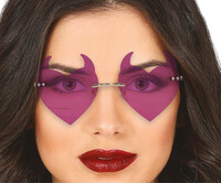 Diabolské okuliare v tvare srdca s rohmi