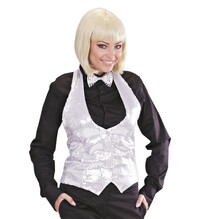 Dámska strieborná vesta s flitrami