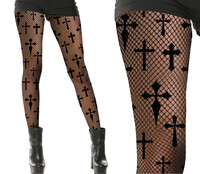 Dámske čierne pančuchy s krížmi pre mníšky