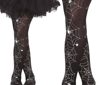 Dievčenské čierne pančuchy s pavučinami