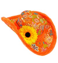 Oranžový klobúk Ibiza so slnečnicou