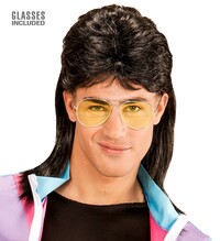 Pánska čierna parochňa a okuliare v štýle 80. rokov (II. Akosť)