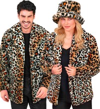 Plyšová unisexová bunda, leopardí vzor