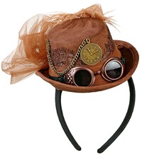 Steampunkový mini klobúk so semišovým vzhľadom