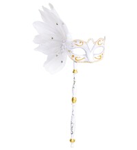 Biela škrabka na paličke s pierkami a striebornými a zlatými detailmi