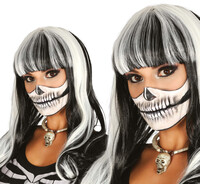 Dámska čiernobiela parochňa s kostrou