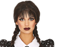 Dámska parochňa Wednesday Addams s vrkočmi a ofinou