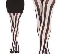Dámske čiernobiele pruhované pančuchy