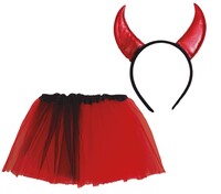 Dievčenský čertovský set (sukňa, rohy)