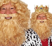 Pánska blond parochňa s kráľovskými fúzmi