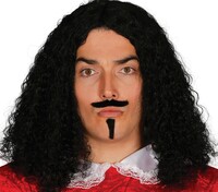 Pánska čierna parochňa s fúzikmi mušketier