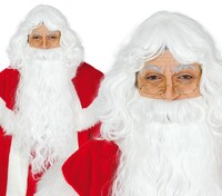 Pánska parochňa s bradou Santa Clausa, biela