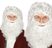 Pánska parochňa Santa Claus s bradou, biela