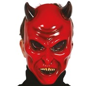 Plastová maska diabla, červená