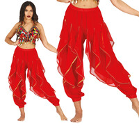Dámske červené nohavice na brušné tance