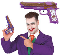 Fialová pištoľ Joker, 21 cm