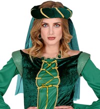 Dámska stredoveká zelená čelenka so závojom