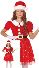 Dievčenský kostým pani Santa s hviezdami