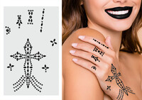 Čierny štrasový kríž na ručné tetovanie 11X18 CM