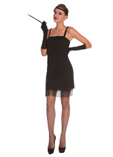 Dámske flapper šaty z 30. rokov 20. storočia, čierne so strapcami