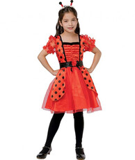 Dievčenský kostým berušky (šaty, čelenka, opasok)