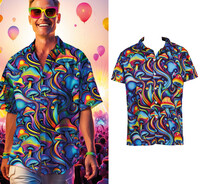 Pánske psychedelické festivalové tričko s hubkami