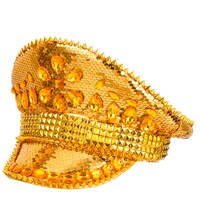 Zlatá kapitánska čiapka s flitrami