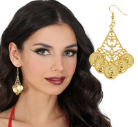 Zlaté náušnice s mincami, 5 cm