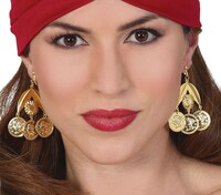 Zlaté náušnice s mincami, veštica