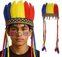 Farebná indiánska čelenka s pierkami