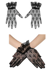 Dámske čipkované rukavice s krížmi