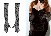 Dámske čipkované rukavice s netopiermi, 38 cm