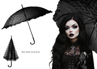 Gotický čipkovaný dáždnik, 70 cm