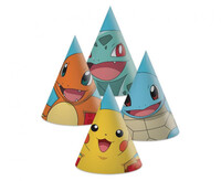 Papierové klobúky na narodeninovú párty Pokémon, 6 ks