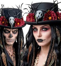 Voodoo cylindr s lebkou a kvetinami