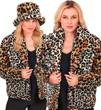 Dámska plyšová bunda s leopardím vzorom