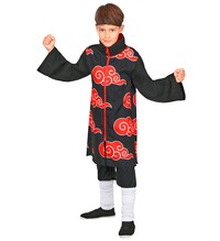 Detský čierny ninja kostým s červenými mrakmi