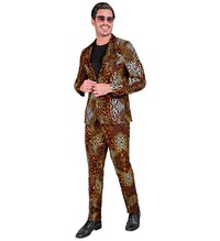 Pánsky hnedý oblek s leopardím vzorom