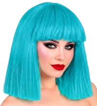 Dámska azúrovo modrá parochňa v štýle showgirl