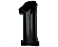 Fóliový balónik s číslom jedna, čierny, 92 cm