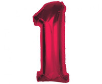 Fóliový balónik s číslom jedna, bordová farba, 92 cm