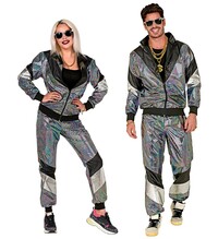 Unisex strieborná disco šusťákovka  z 80. rokov - L (II. Akosť)
