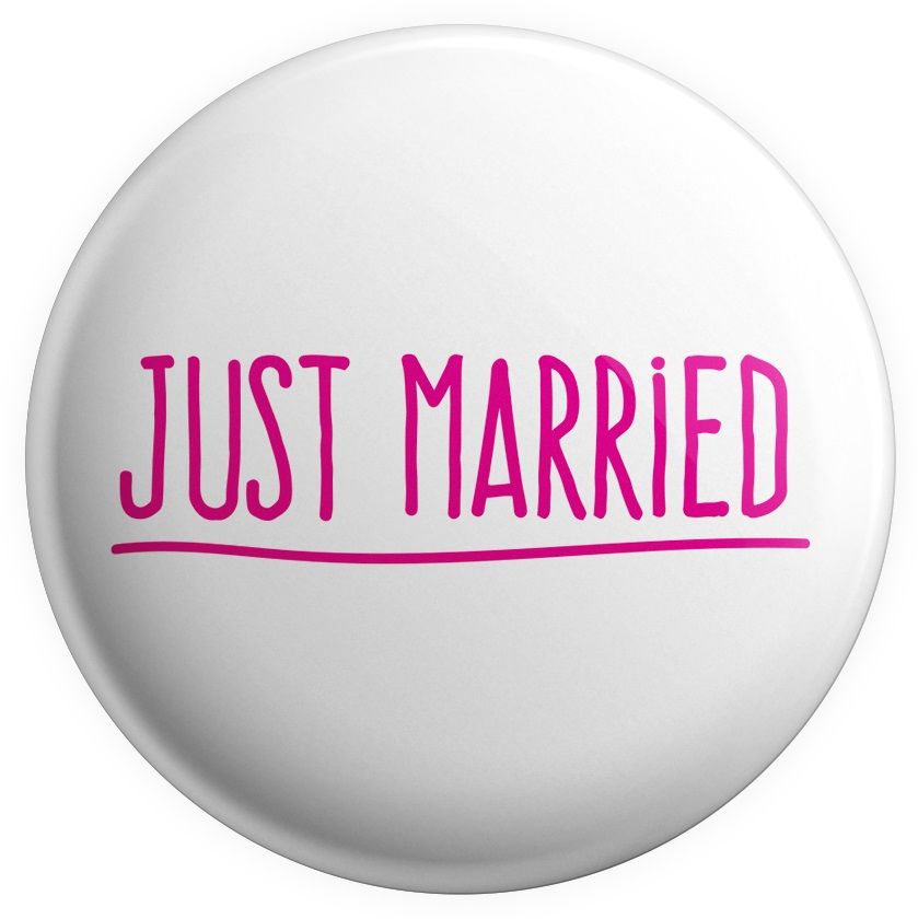 Placka Just married (Biela, ružová potlač)