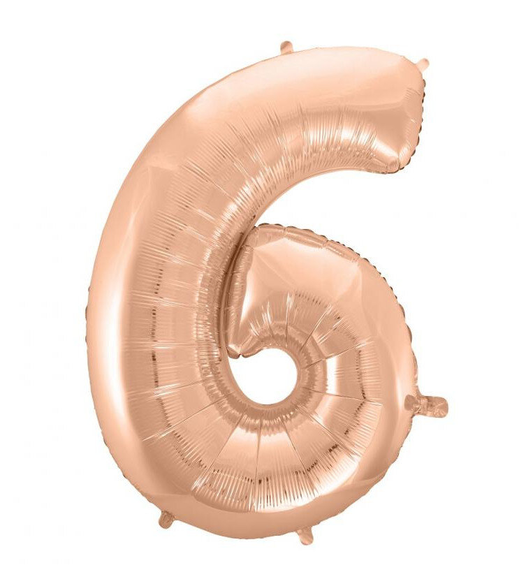 Fóliový balón s číslicou 6 rose gold, 92 cm