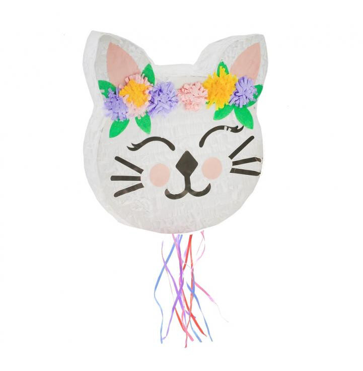 Piñata mačka s kvetmi, 33 x 35 x 7,5 cm