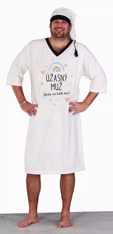 Báječný muž - Zábavná pánska nočná košeľa biela