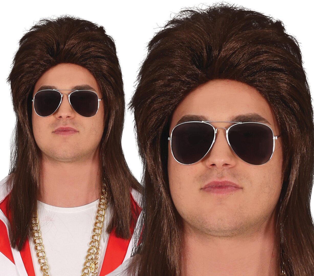 Pánska hnedá parochňa mullet, 80. roky 20. storočia | 4lol.sk