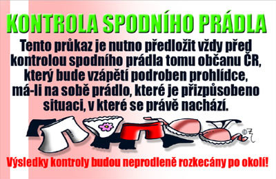 Preukaz Kontrola spodnej bielizne